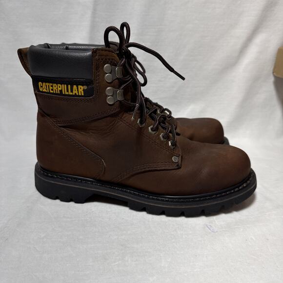 CAT Caterpillar Men\'s Soft Toe Lace Up Work Boot, Dark Brown P72593 size 9.5